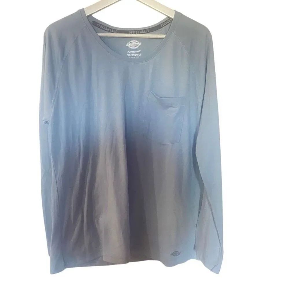 Dickies XL Performance cooling IQ long sleeve blue crew neck shirt